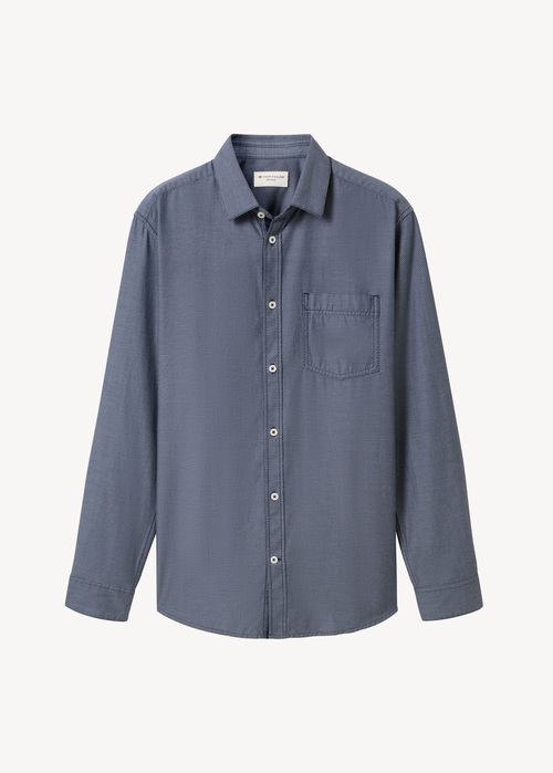 Mska Koszula Materiaowe Tom Tailor Regular Fit Shirt With Structure Navy Diagonal Structure - 1043809-36677