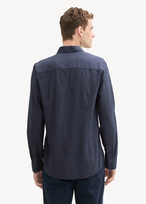 Meska Koszula Materialowe Tom Tailor Fitted Cotton Shirt Blue Structure - 1043813-36691