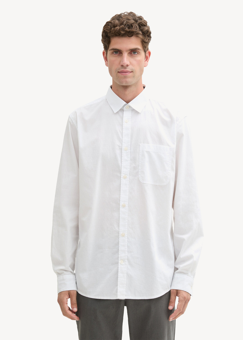 Mska Koszula Materiaowe Tom Tailor Chambray Shirt With Breast Pocket White - 1043811-20000