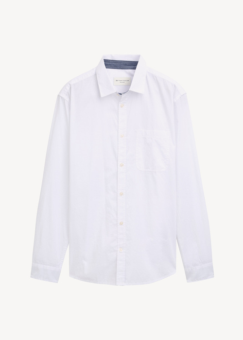 Mska Koszula Materiaowe Tom Tailor Chambray Shirt With Breast Pocket White - 1043811-20000