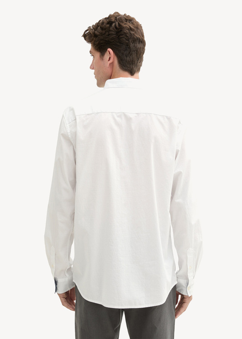 Mska Koszula Materiaowe Tom Tailor Chambray Shirt With Breast Pocket White - 1043811-20000