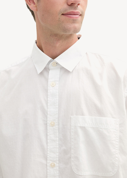 Mska Koszula Materiaowe Tom Tailor Chambray Shirt With Breast Pocket White - 1043811-20000