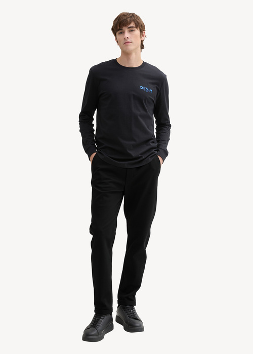 Mskie Spodnie Materiaowe Denim Tom Tailor Regular Tapered Joggers Black - 1043845-29999