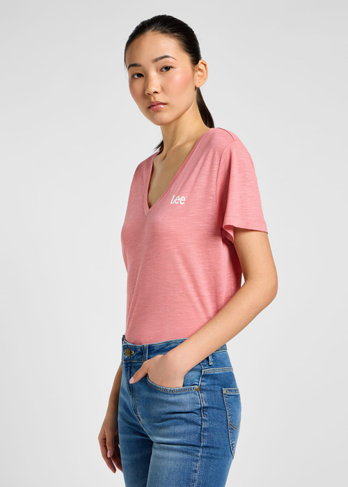 Damski T Shirt Lee V Neck Tee Cassie Pink - 112357820
