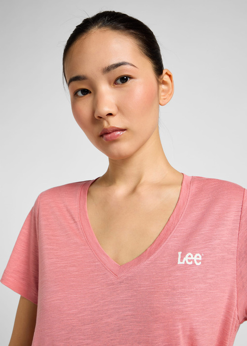 Damski T Shirt Lee V Neck Tee Cassie Pink - 112357820