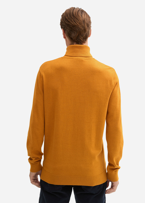 Meski Sweter Tom Tailor Basic Turtleneck Jumper Peanut Butter Brown Melange - 1042456-37029