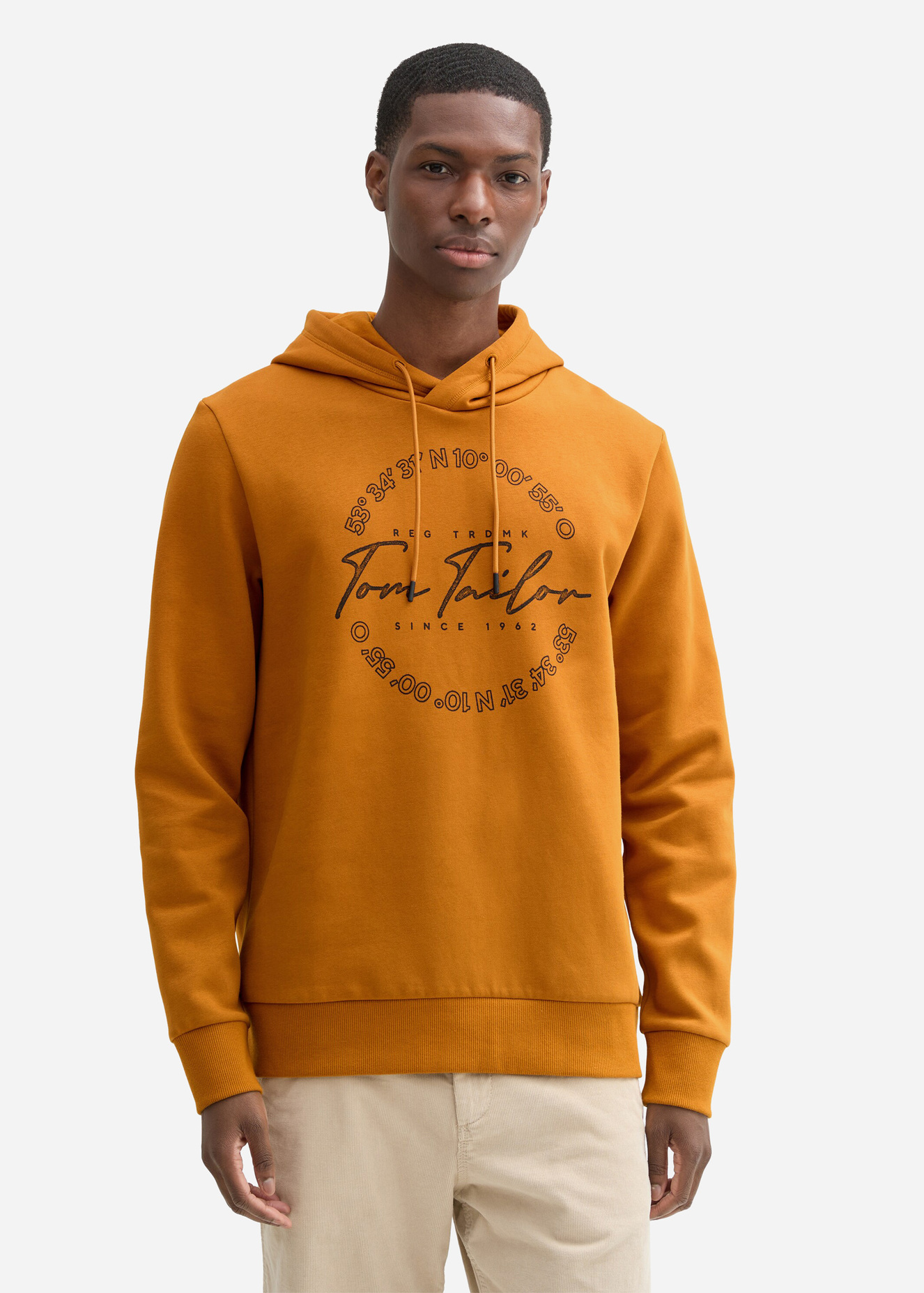 Mska Bluza Tom Tailor Hoodie Print Peanut Butter Brown - 1044847-10821