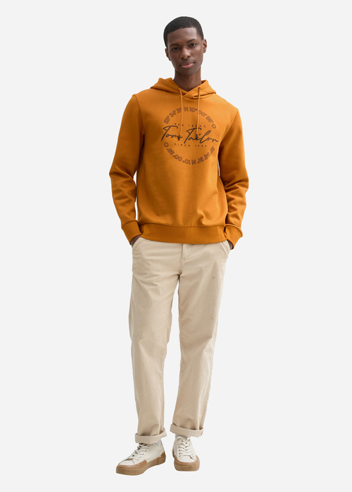 Mska Bluza Tom Tailor Hoodie Print Peanut Butter Brown - 1044847-10821