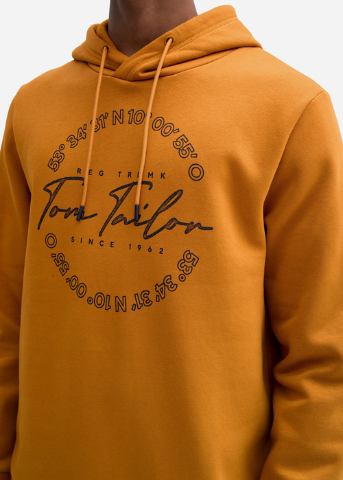 Mska Bluza Tom Tailor Hoodie Print Peanut Butter Brown - 1044847-10821