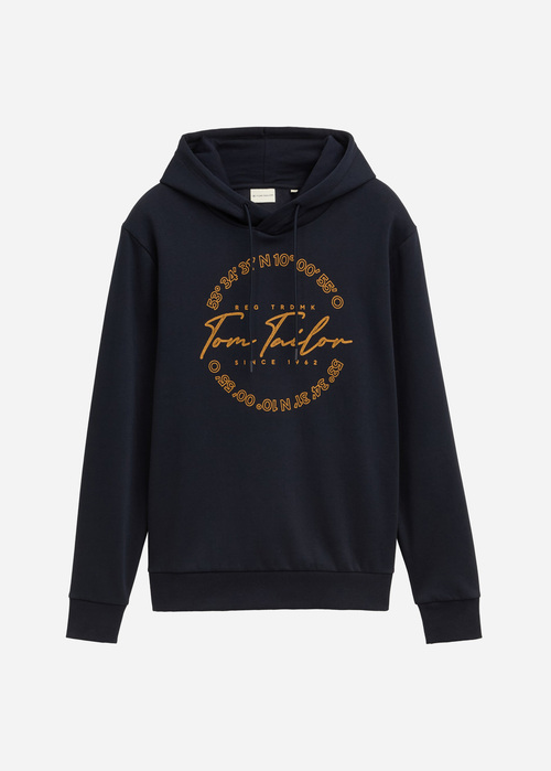 Meska Bluza Tom Tailor Hoodie Print Sky Captain Blue - 1044847-15148