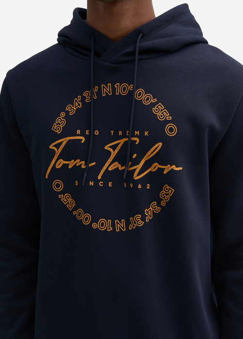 Meska Bluza Tom Tailor Hoodie Print Sky Captain Blue - 1044847-15148