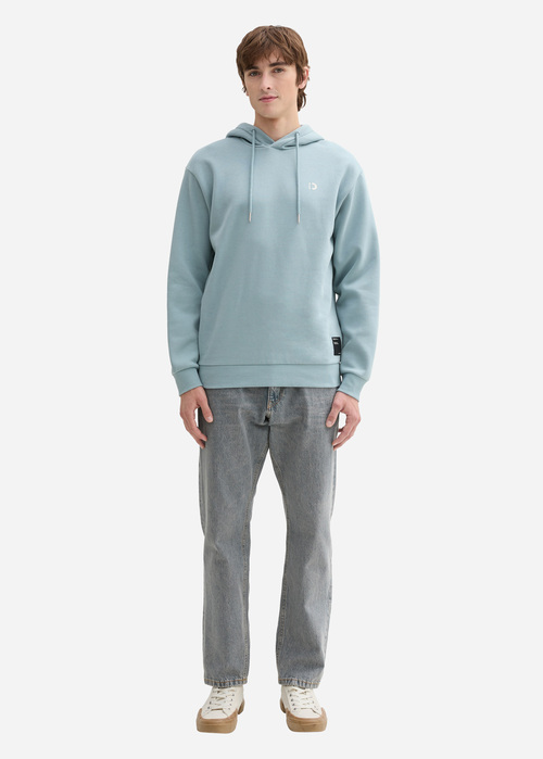 Meska Bluza Tom Tailor Hoodie With Logo Details Light Grey Mint - 1044886-27840