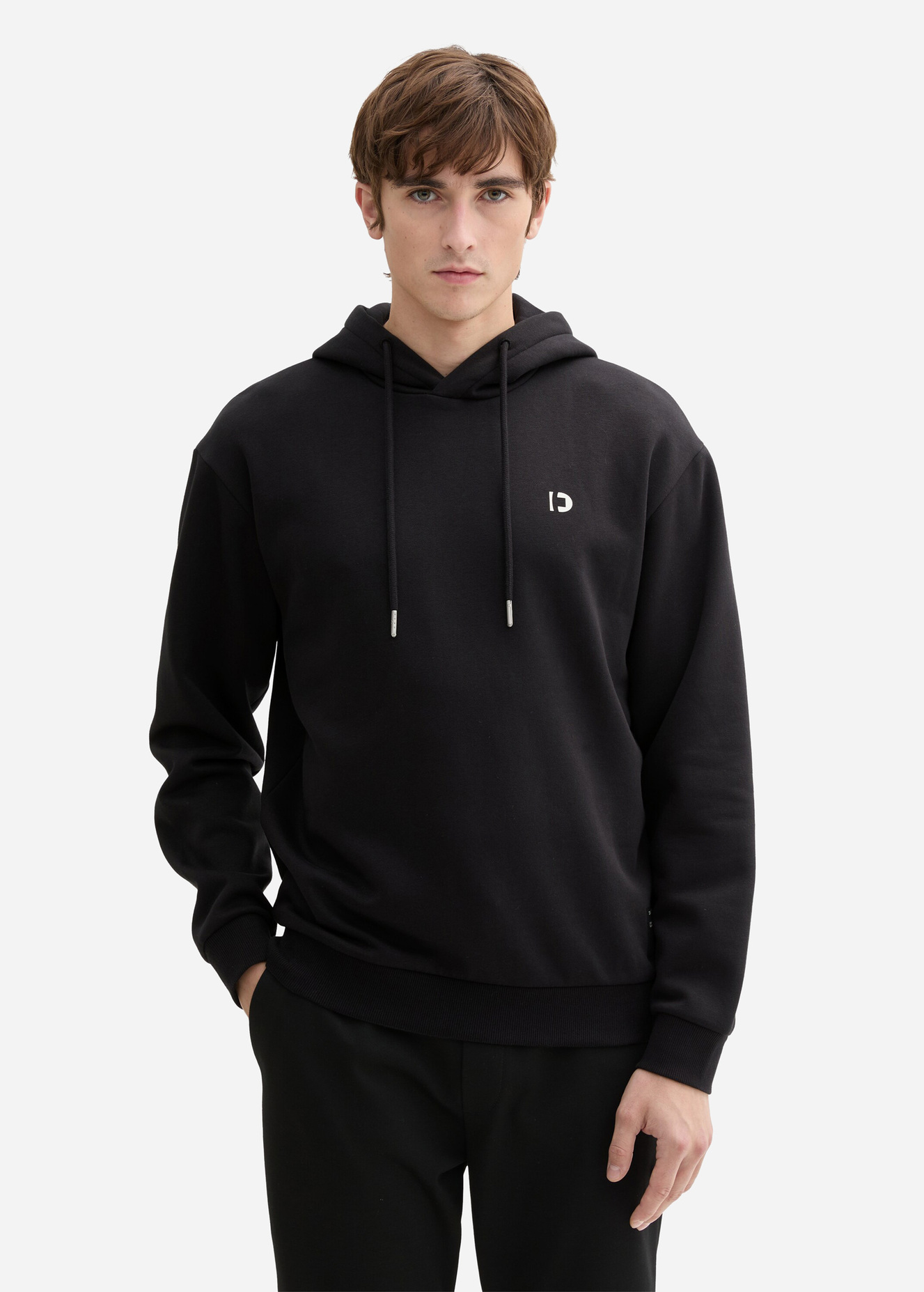 Mska Bluza Tom Tailor Hoodie With Logo Details Black - 1044886-29999