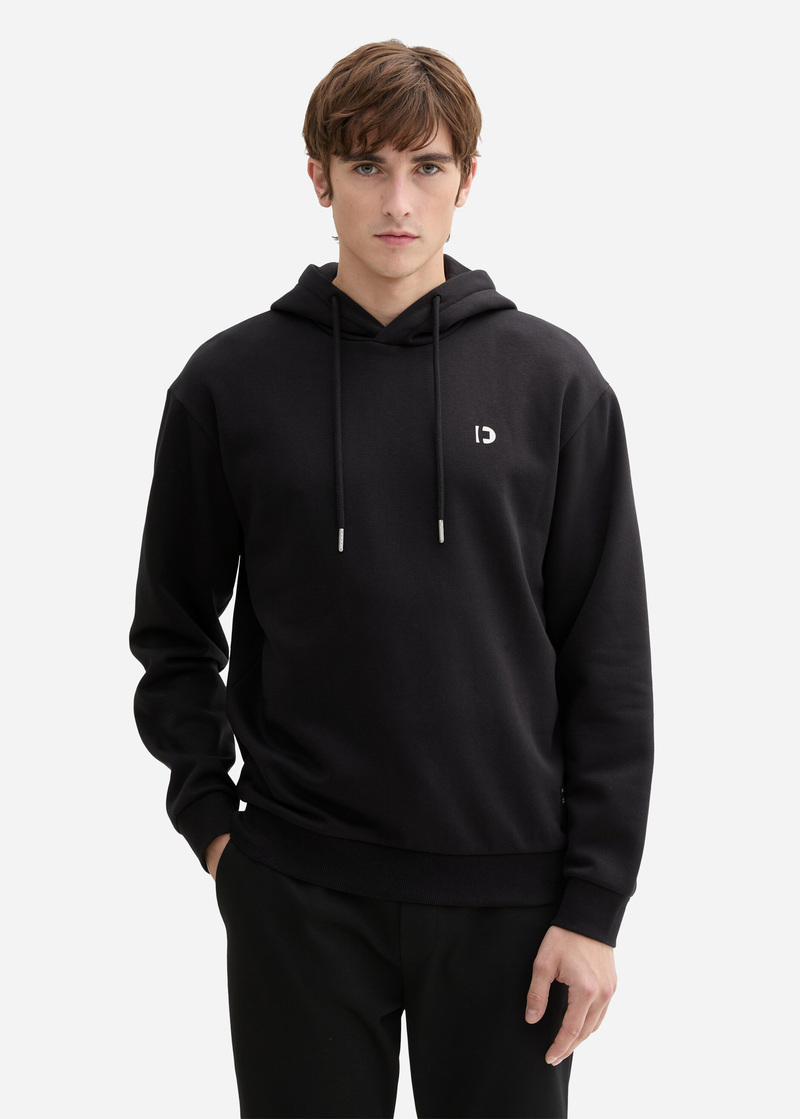 Meska Bluza Tom Tailor Hoodie With Logo Details Black - 1044886-29999
