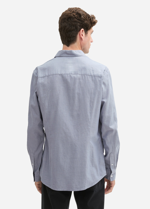 Meska Koszula Materialowe Tom Tailor Fitted Cotton Shirt Grey Structure - 1043813-36692