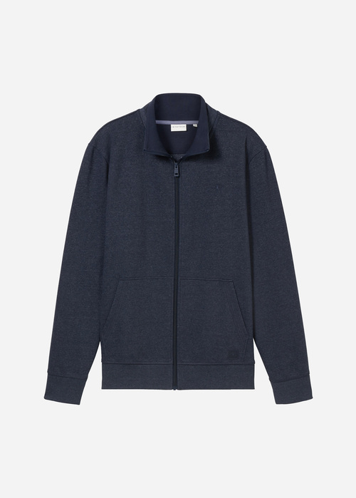 Meski Sweter Tom Tailor Sweat Jacket In A Melange Look Sky Captain Blue White Melange - 1044022-19024