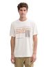 Meski T Shirt Tom Tailor C Neck Print Off White - 1044031-10332
