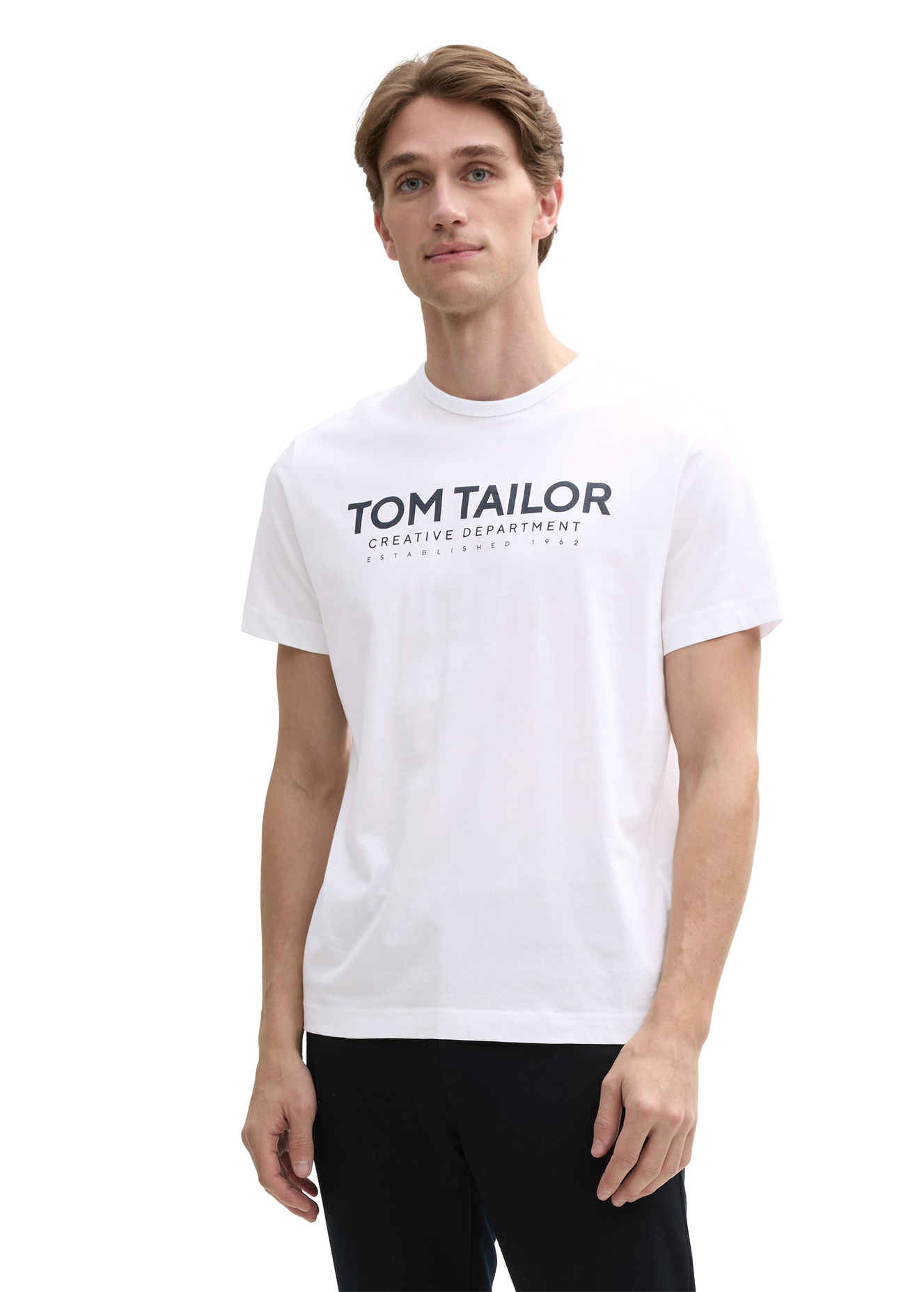 Meski T Shirt Tom Tailor C Neck T Shirt White - 1045940-20000