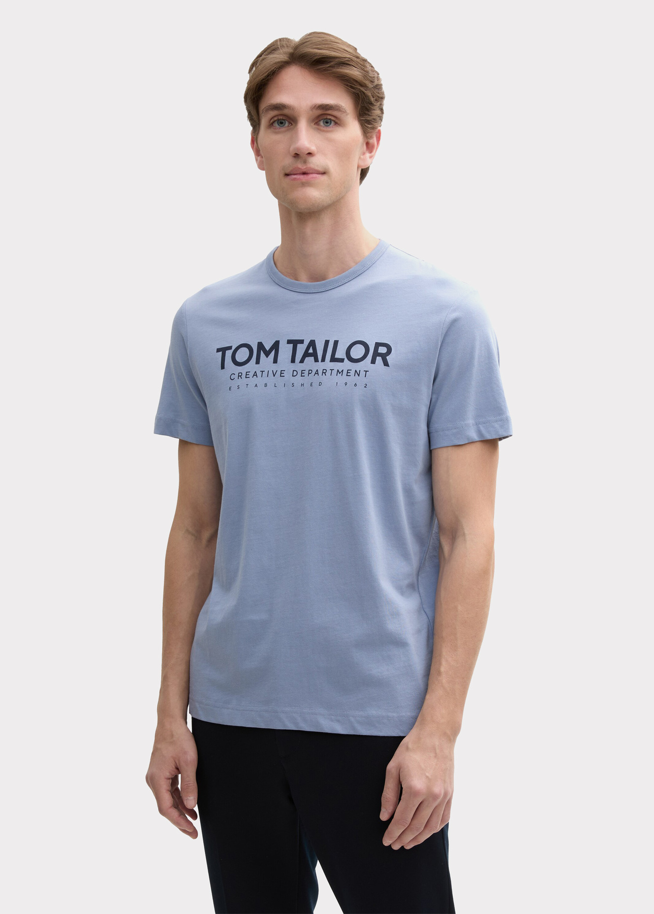 Meski T Shirt Tom Tailor C Neck T Shirt Dove Blue - 1045940-37533