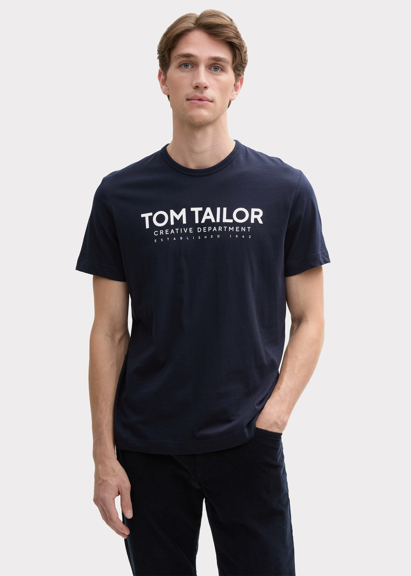 Meski T Shirt Tom Tailor C Neck T Shirt Sky Captain Blue - 1045940-10668
