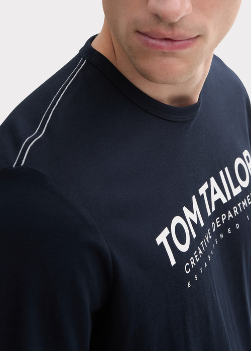 Meski T Shirt Tom Tailor C Neck T Shirt Sky Captain Blue - 1045940-10668