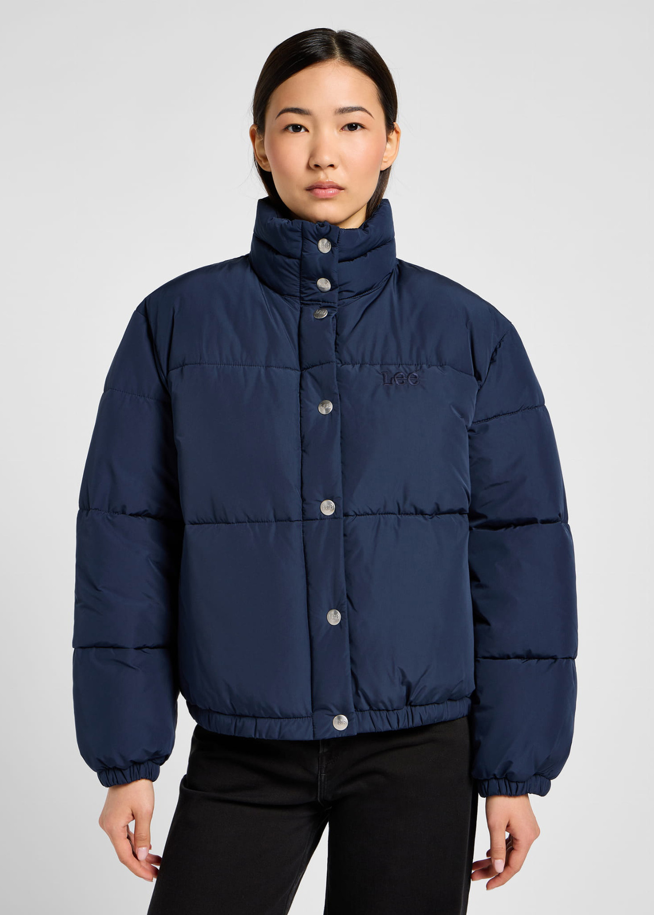 Damska Kurtka Lee Relaxed Short Puffer Jacket Navy - 112355156