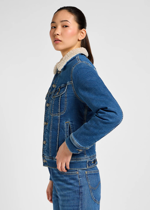 Damska Kurtka Dzinsowa Lee Sherpa Rider Jacket Middle Of Ocean - 112355107