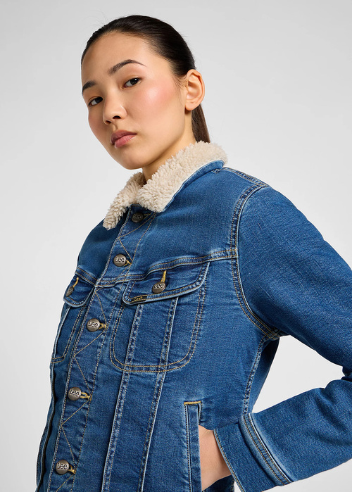 Damska Kurtka Dzinsowa Lee Sherpa Rider Jacket Middle Of Ocean - 112355107
