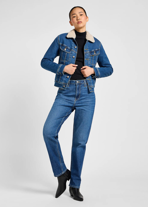 Damska Kurtka Dzinsowa Lee Sherpa Rider Jacket Middle Of Ocean - 112355107