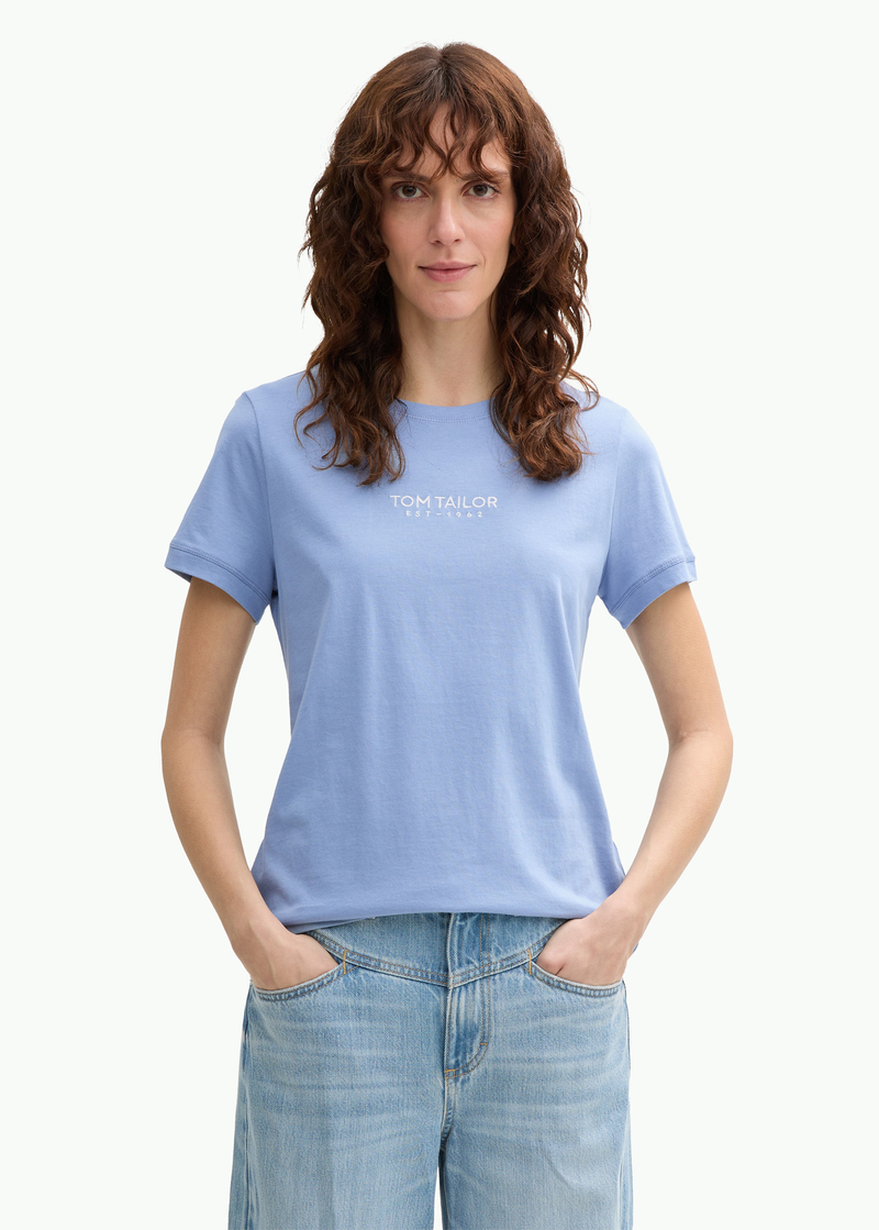 Damski T Shirt Tom Tailor C Neck T Shirt Flawless Blue - 1045543-37106