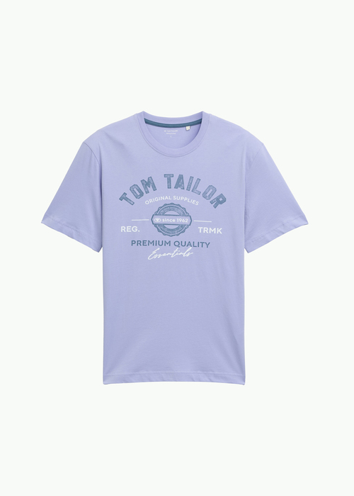 Meski T Shirt Tom Tailor T Shirt With A Logo Print Cold Purple - 1037735-36549