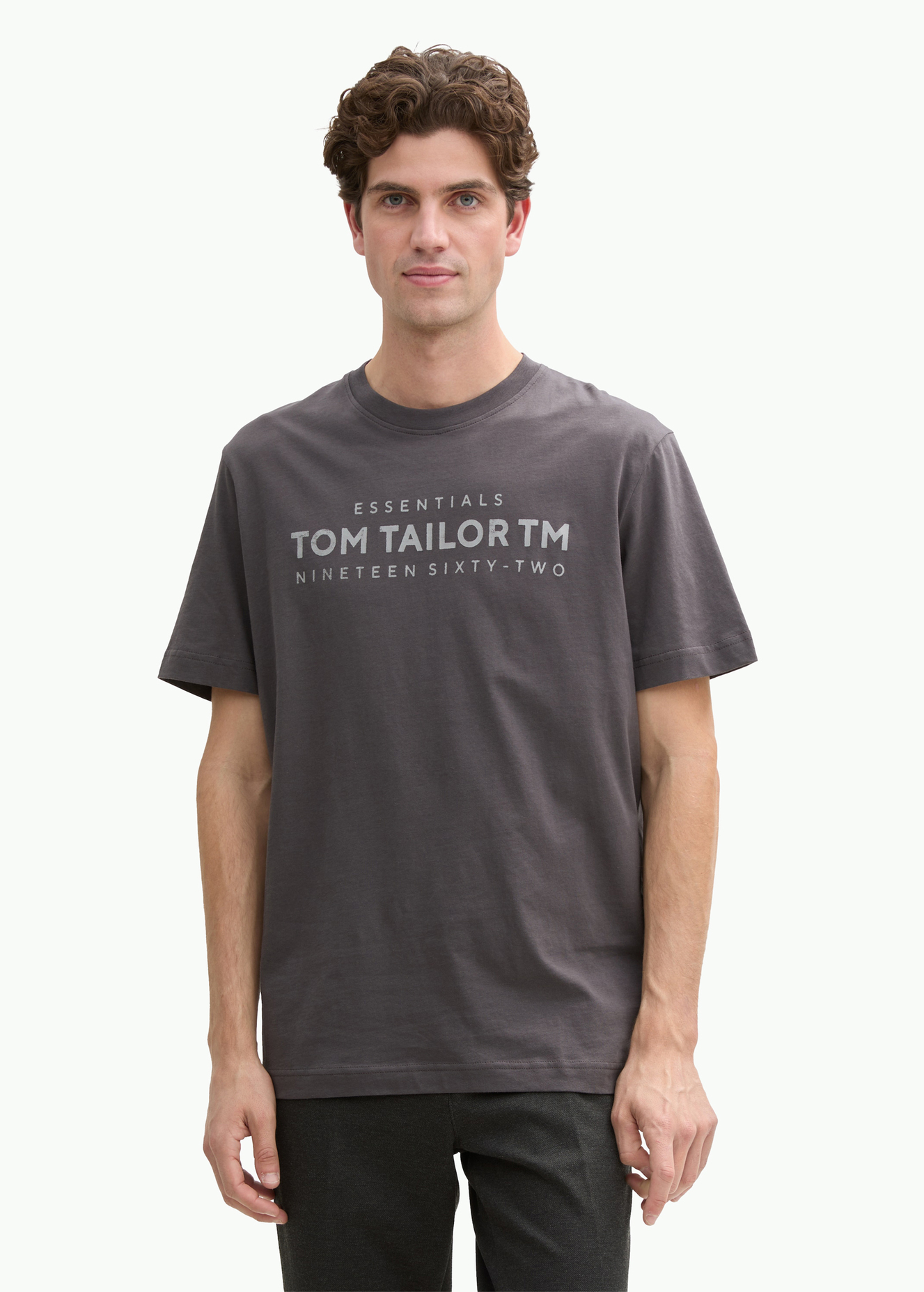 Meski T Shirt Tom Tailor T Shirt Logo Tarmac Grey - 1045631-10899