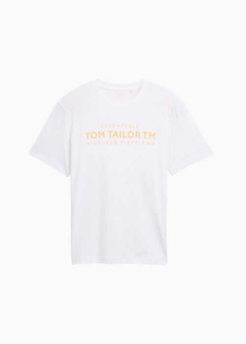 Meski T Shirt Tom Tailor T Shirt Logo White - 1045631-20000