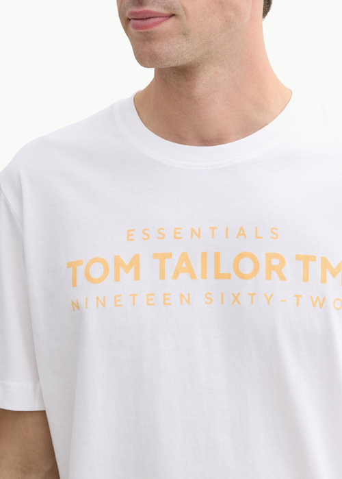 Meski T Shirt Tom Tailor T Shirt Logo White - 1045631-20000