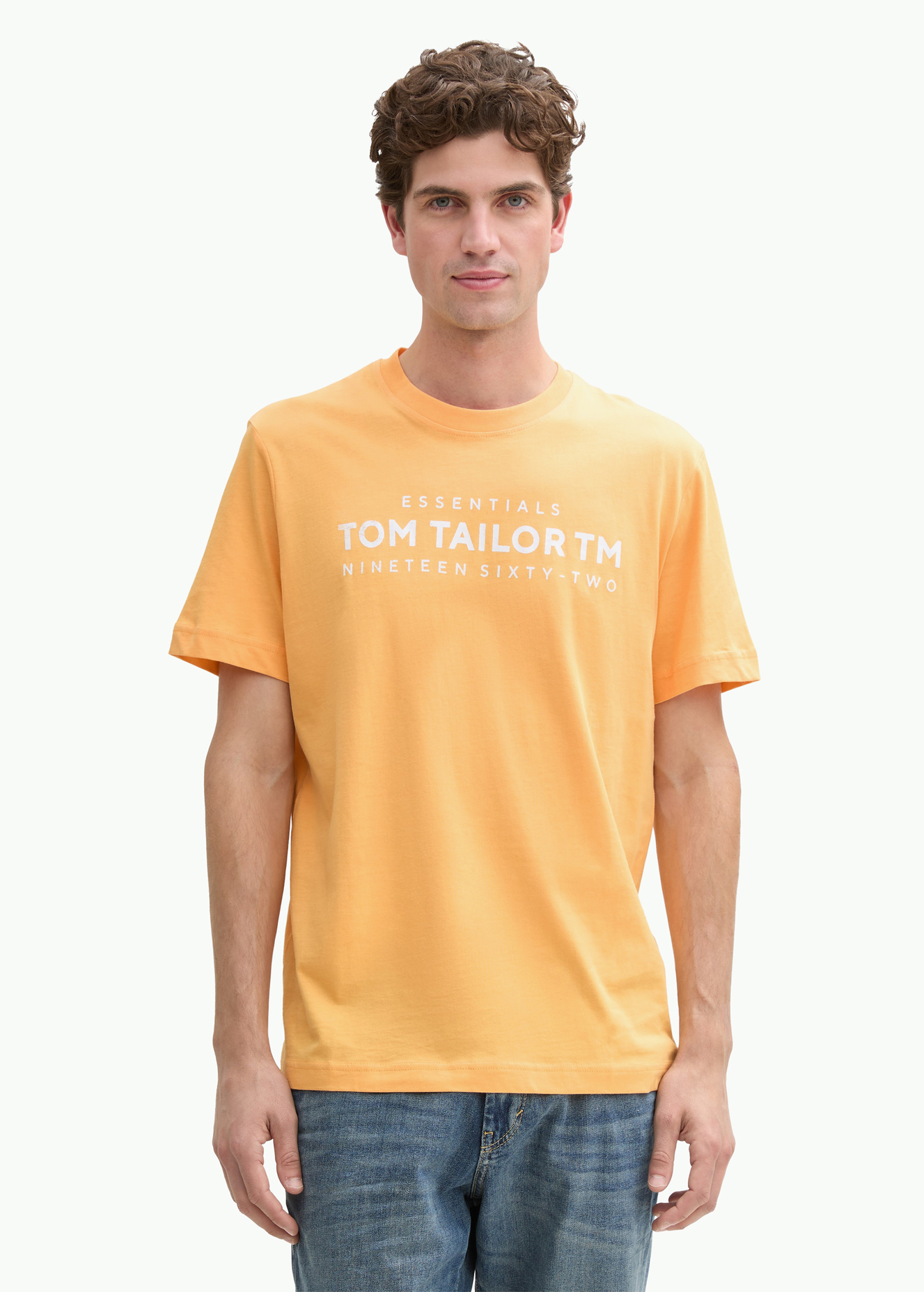 Meski T Shirt Tom Tailor T Shirt Logo Peachy Orange - 1045631-37103