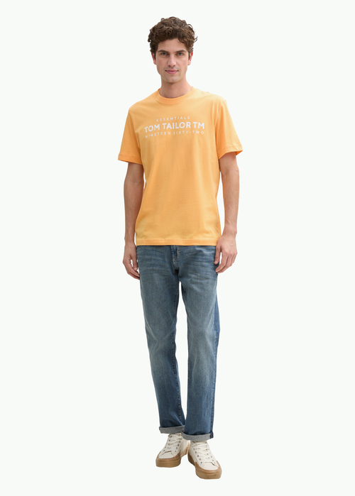 Meski T Shirt Tom Tailor T Shirt Logo Peachy Orange - 1045631-37103