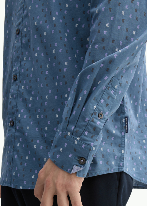 Meska Koszula Materialowe Tom Tailor Shirts Mid Blue Stripe Design - 1045072-37146