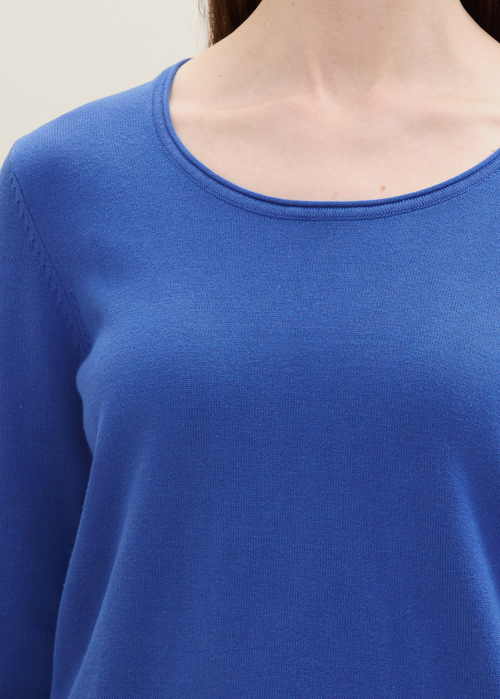 Damski Sweter Tom Tailor Basic Round Neck Sweater Preppy Jean Blue - 1042964-10619