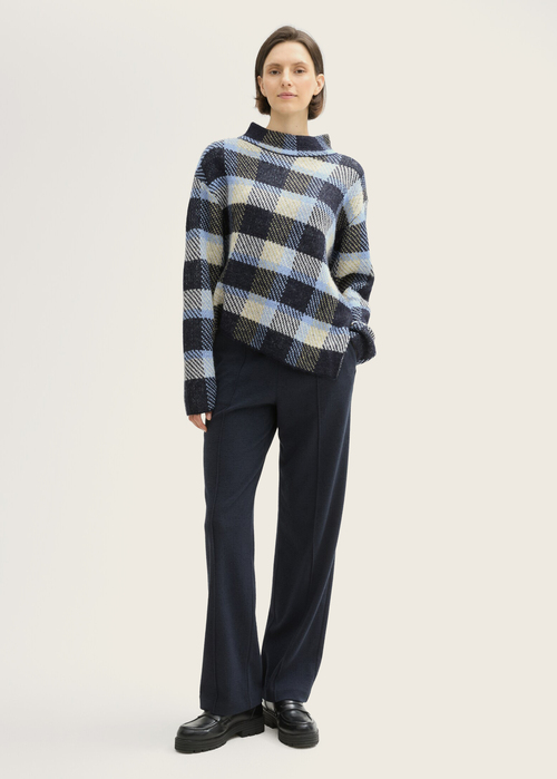 Damski Sweter Tom Tailor Sweater Blue Check - 1042990-36271