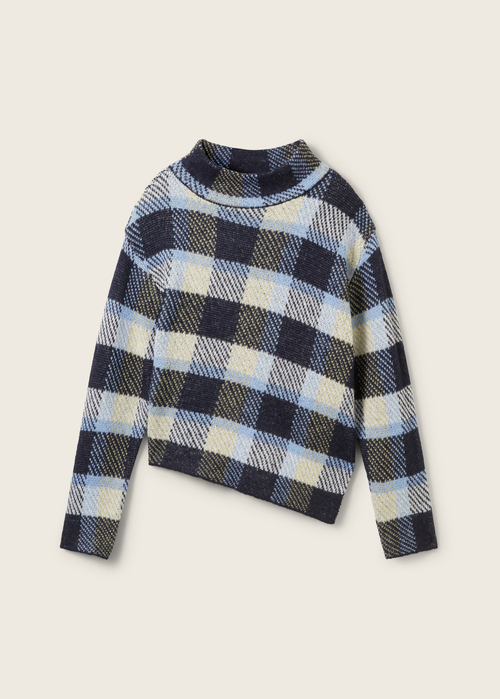 Damski Sweter Tom Tailor Sweater Blue Check - 1042990-36271