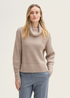 Damski Sweter Tom Tailor Knit Turtleneck Sweater Cashew Beige Melange - 1044058-16569