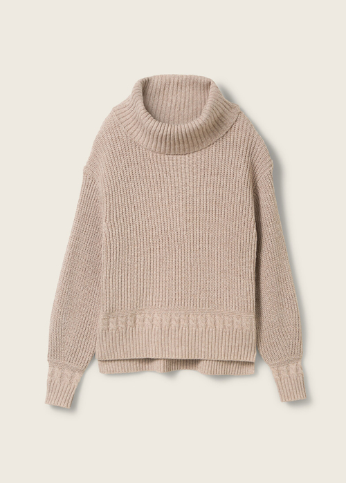 Damski Sweter Tom Tailor Knit Turtleneck Sweater Cashew Beige Melange - 1044058-16569