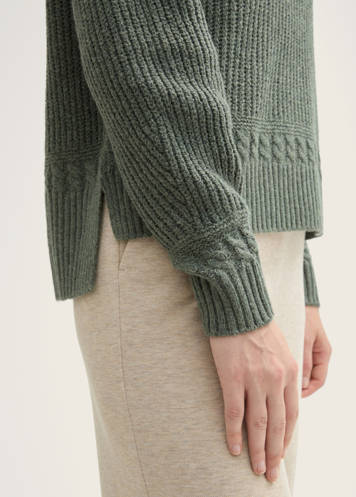 Damski Sweter Tom Tailor Knit Turtleneck Sweater Pale Bark Green Melange - 1044058-24775