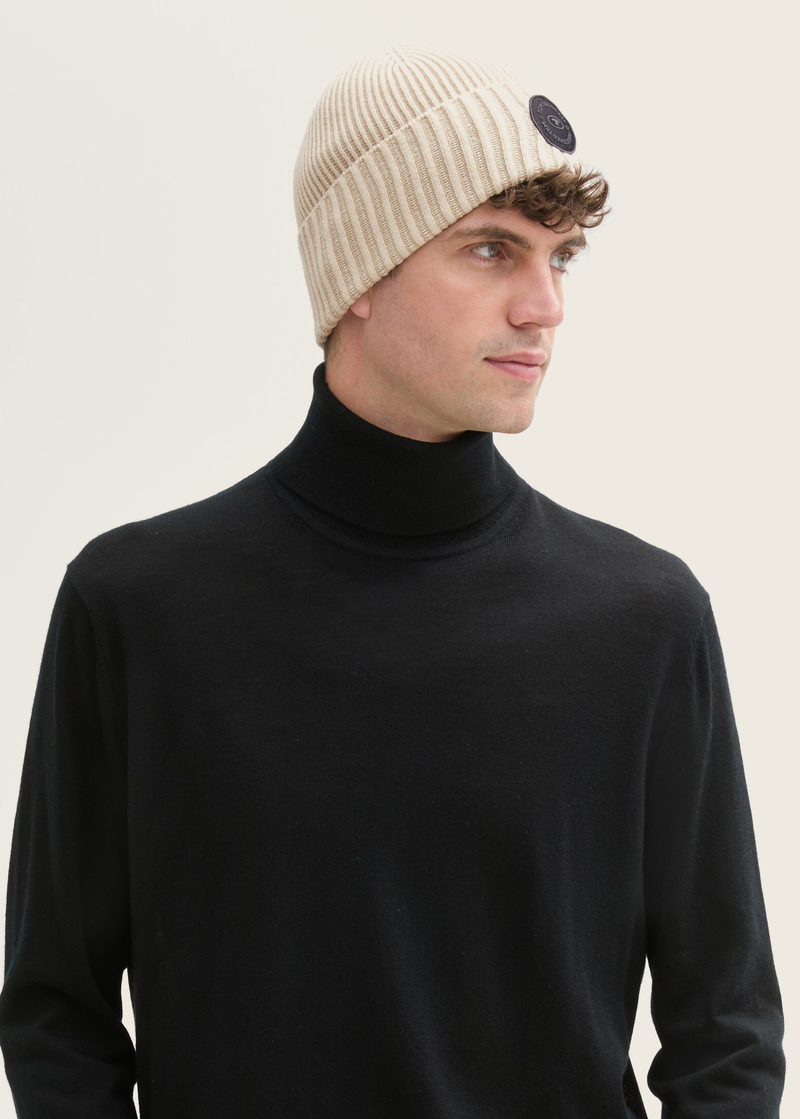 Meska Czapka Zimowa Tom Tailor Beanie Ecru - 1043440-36454