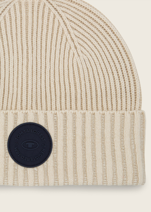 Meska Czapka Zimowa Tom Tailor Beanie Ecru - 1043440-36454