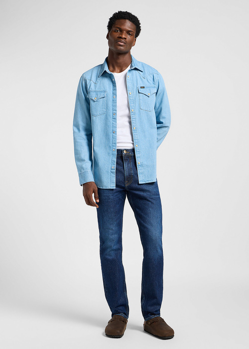Meska Koszula Dzinsowe Lee Regular Western Shirt Lakeside Wash - 112365766