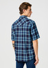 Meska Koszula Materialowe Wrangler Short Sleeve Western Shirt Latigo Indigo Check - 112362899