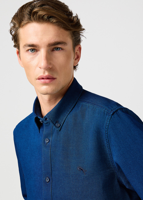 Meska Koszula Materialowe Wrangler Oxford Shirt Indigo Oxford - 112364234