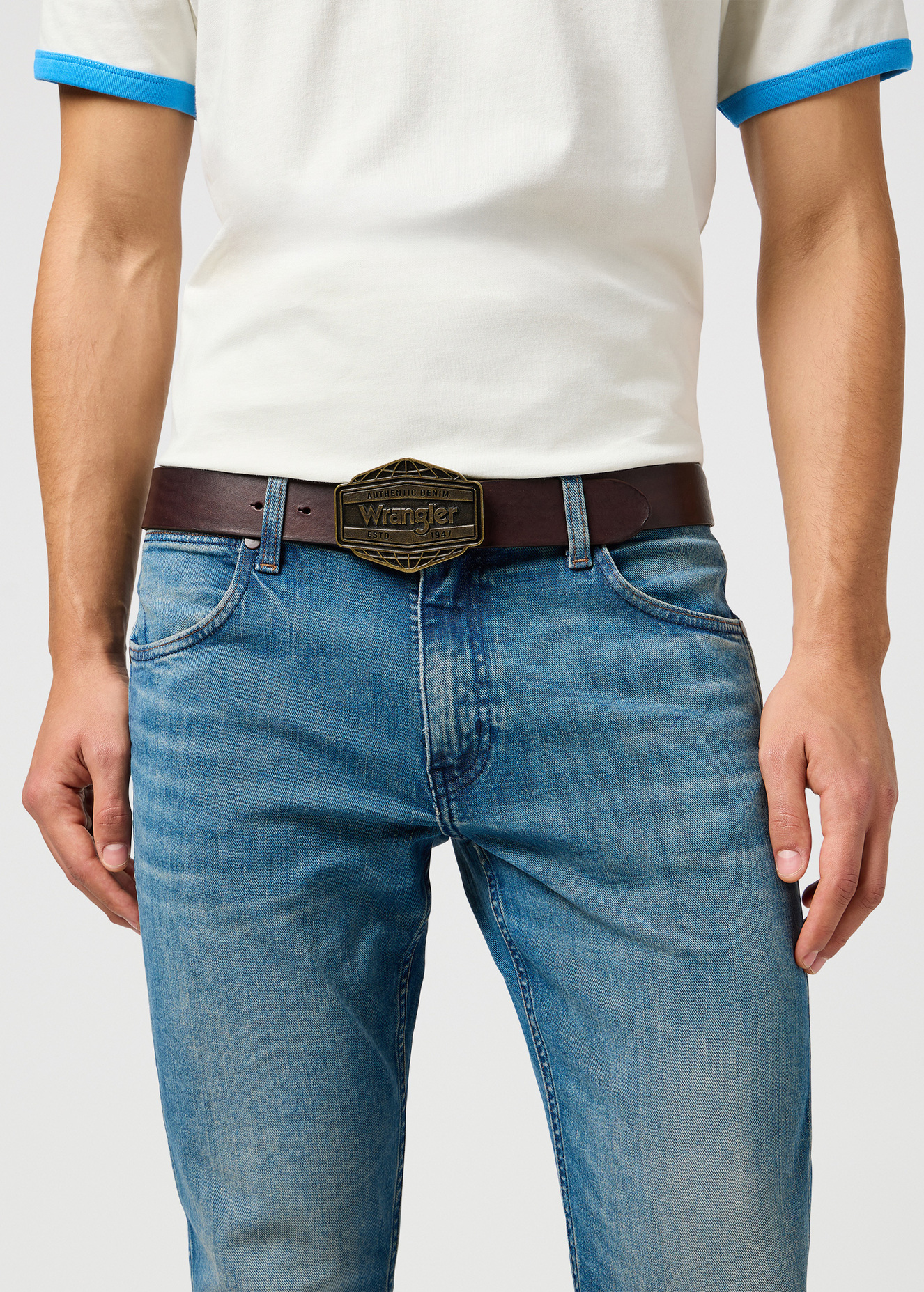 Pasek Meski Wrangler Big Buckle Belt Brown - 112365273