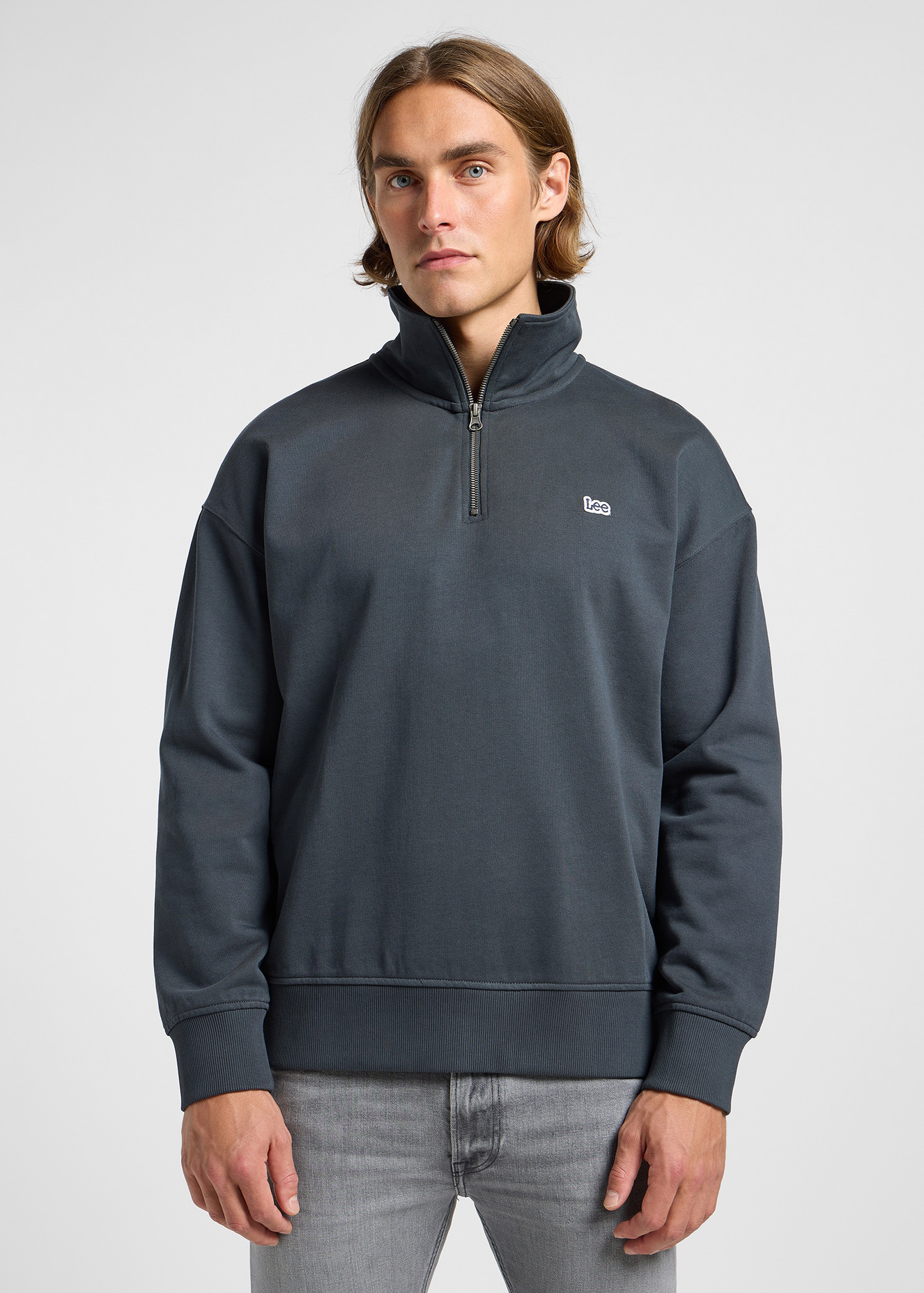 Meska Bluza Lee Half Zip Sweatshirt Washed Black - 112364129